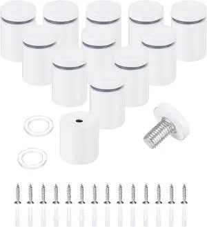 12 Pcs 1" x 1-1/5" Standoff Screws Stainless Steel Wall Mount Sign Mounting Hardware Kit with 14pcs Screws for Hanging Acrylic Glass Signs Advertising Boards, White 12 Pcs 1" x 1-1/5" Standoff Screws Stainless Steel Wall Mount Sign Mounting Hardware Kit with 14pcs Screws for Hanging Acrylic Glass Signs Advertising Boards, White