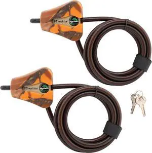 Cable Lock, Python Adjustable Keyed Cable Lock, 6 ft. Long Cable, 2 Pack Mossy Oak Blaze Camouflage Cable Lock, Python Adjustable Keyed Cable Lock, 6 ft. Long Cable, 2 Pack Mossy Oak Blaze Camouflage