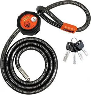 Heavy Duty Adjustable Cable Lock - 5' x 1/2" Security Cable with Dual Cinch, 4 Keys, All-Weather Protection for Bikes, Scooters, ATVs, Generators, Ladders, Tools & Outdoor Equipment Heavy Duty Adjustable Cable Lock - 5' x 1/2" Security Cable with Dual Cinch, 4 Keys, All-Weather Protection for Bikes, Scooters, ATVs, Generators, Ladders, Tools & Outdoor Equipment