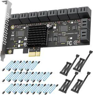 SA3120-C 20-Port PCIe X1 SATA Expansion Card with SATA and Power Cables, Compatible with Windows,Linux,Mac OS,NAS SA3120-C 20-Port PCIe X1 SATA Expansion Card with SATA and Power Cables, Compatible with Windows,Linux,Mac OS,NAS