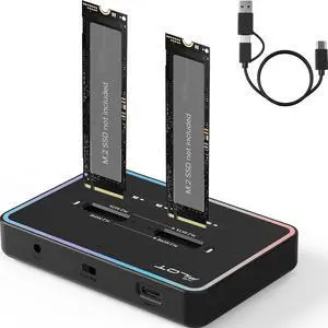 M.2 Duplicator Cloner Dual-Bay Offline USB C to NVME SATA Docking Station, M.2 Reader 20Gbps for Both (M Key, B+M Key) PCIE NGFF Dock, Size 22110 2280 2260 2242 2230 Enclosure - NN/SS RGB M.2 Duplicator Cloner Dual-Bay Offline USB C to NVME SATA Docking Station, M.2 Reader 20Gbps for Both (M Key, B+M Key) PCIE NGFF Dock, Size 22110 2280 2260 2242 2230 Enclosure - NN/SS RGB