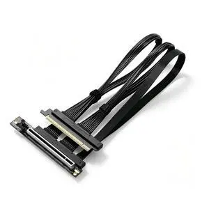 PCIe 5.0 X16 Riser Cable Right Angle Left Angle Straight Flexible Bundle Cable for AI Server 50-60 CM Length Black and White (Black, Left Angle 50m) PCIe 5.0 X16 Riser Cable Right Angle Left Angle Straight Flexible Bundle Cable for AI Server 50-60 CM Length Black and White (Black, Left Angle 50m)