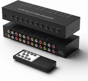 8Port AV to HDMI Converter Adapter Support 16:9/4:3 Switch for Wii/N64/PS1/PS2/PS3/VHS/VCR/DVD Players etc (8Port RCA in to 1 HDMI Converter with IR Remote) 8Port AV to HDMI Converter Adapter Support 16:9/4:3 Switch for Wii/N64/PS1/PS2/PS3/VHS/VCR/DVD Players etc (8Port RCA in to 1 HDMI Converter with IR Remote)