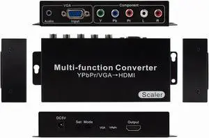 YPbPr RGB/ 5 RCA Component/VGA to HDMI Converter with Audio3.5mm- PC to HDMI,Support 1080p 60/50Hz,720p 60/50Hz Scaler Converter for PC Laptop Display Computer Projector YPbPr RGB/ 5 RCA Component/VGA to HDMI Converter with Audio3.5mm- PC to HDMI,Support 1080p 60/50Hz,720p 60/50Hz Scaler Converter for PC Laptop Display Computer Projector
