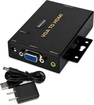 VGA to HDMI Converter with Audio, One-Way VGA Source to HDMI Display Adapter, 1080P Active Converter, DC 5V Powered, 3.5mm Audio Input, for HDTV, Monitor and Projector VGA to HDMI Converter with Audio, One-Way VGA Source to HDMI Display Adapter, 1080P Active Converter, DC 5V Powered, 3.5mm Audio Input, for HDTV, Monitor and Projector