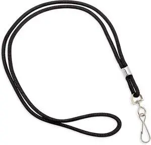 100 Pack - Black Lanyard with Swivel Hook - Basic, Round, Thin Braided Non-Breakaway Neck Strap Cord for School Name Tag, Office I'd Card, Keychain, Referee Whistle and More 100 Pack - Black Lanyard with Swivel Hook - Basic, Round, Thin Braided Non-Breakaway Neck Strap Cord for School Name Tag, Office I'd Card, Keychain, Referee Whistle and More