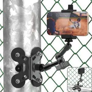 Magnetic Cell Phone Fence Mount for Universal Compatibility with Mevo Start, iPhone, GoPro & Action Cameras, Adjustable Arm with 360 Movement, Secure Magnetic Grip (Black) Magnetic Cell Phone Fence Mount for Universal Compatibility with Mevo Start, iPhone, GoPro & Action Cameras, Adjustable Arm with 360 Movement, Secure Magnetic Grip (Black)