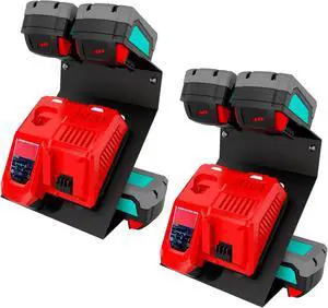 2-Pack Wall Mount for Milwaukee M18 Battery and M12-18 C/FC Charger 2-Pack Wall Mount for Milwaukee M18 Battery and M12-18 C/FC Charger