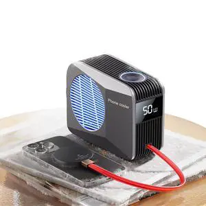 50W Magnetic Liquid-Cooled Phone Cooler for Gaming Live Streaming, 2.1M Extra Long Red Cable, 31dB Low Noise RGB Radiator for MagSafe iPhone Android iPad Tablet, Gray 50W Magnetic Liquid-Cooled Phone Cooler for Gaming Live Streaming, 2.1M Extra Long Red Cable, 31dB Low Noise RGB Radiator for MagSafe iPhone Android iPad Tablet, Gray