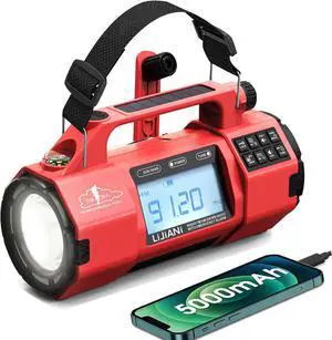 Hand Crank Emergency FM/AM/SW Weather Radio NOAA Alert, USB-C Solar Power, Bright Flashlight with Cell Phone Charger, Timer Clock for Home & Outdoor Hurricane Storm Survival kit Hand Crank Emergency FM/AM/SW Weather Radio NOAA Alert, USB-C Solar Power, Bright Flashlight with Cell Phone Charger, Timer Clock for Home & Outdoor Hurricane Storm Survival kit