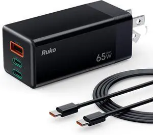65W USB C Charger with Cable, 3-Port GaN Fast Charger 65W USB C Charger with Cable, 3-Port GaN Fast Charger