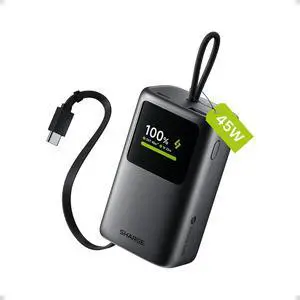 45W Power Bank 10000mAh with Built-in Retractable Cable 45W Power Bank 10000mAh with Built-in Retractable Cable
