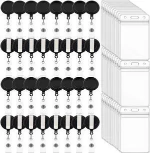 100 Pack Retractable Badge Reel Clips with 100 Pack Vertical ID Card Holders Retractable Badge Holders with Clip ID Badge Clips with Name Card Holder for Nurses Office School,Black 100 Pack Retractable Badge Reel Clips with 100 Pack Vertical ID Card Holders Retractable Badge Holders with Clip ID Badge Clips with Name Card Holder for Nurses Office School,Black