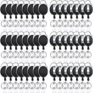 50 Pcs Retractable Badge Reels Holders with Clip, Black 50 Pcs Retractable Badge Reels Holders with Clip, Black