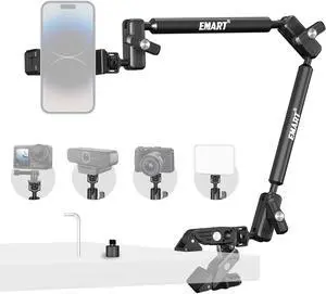 21" Magic Arm Clamp Kit with Super Clamp, 1/4" 3/8" Threads for ARRI, Flexible Camera Desk Mount, Adjustable Articulating Boom Arm for Webcam/Mic/Action Camera/Phone/Video Light 21" Magic Arm Clamp Kit with Super Clamp, 1/4" 3/8" Threads for ARRI, Flexible Camera Desk Mount, Adjustable Articulating Boom Arm for Webcam/Mic/Action Camera/Phone/Video Light