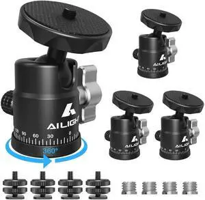 Mini Ball Head, 360° Panoramic Tripod Head, Universal 1/4" to 3/8" Screw Adapter Swivel Mini Ball Head Screw Tripod Mount, Dual Cold Shoe Mount for DSLR Cameras Camcorder4 Pack Mini Ball Head, 360° Panoramic Tripod Head, Universal 1/4" to 3/8" Screw Adapter Swivel Mini Ball Head Screw Tripod Mount, Dual Cold Shoe Mount for DSLR Cameras Camcorder4 Pack
