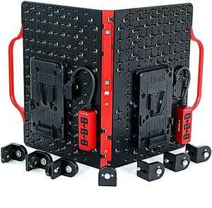 Multifunctional V-Mount Battery Power Distribution Board, Folding Mounting Plate with Dtap Splitter and 1/4"-20 & 3/8"-16 Thread Expansion for Camera Rigs and Monitors Multifunctional V-Mount Battery Power Distribution Board, Folding Mounting Plate with Dtap Splitter and 1/4"-20 & 3/8"-16 Thread Expansion for Camera Rigs and Monitors