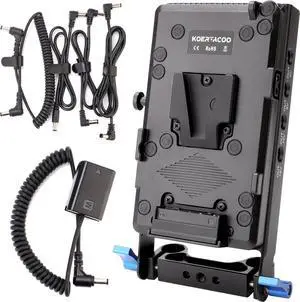 V-Mount Battery Plate with 15mm Rod Clamp+NP-FW50 Dummy Battery. V-Mount Battery Plate with 15mm Rod Clamp+NP-FW50 Dummy Battery.