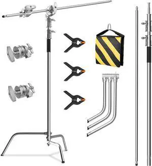 Heavy Duty C Stand with Boom Arm, 6.8ft/210cm Stainless Steel Light Stand Heavy Duty C Stand with Boom Arm, 6.8ft/210cm Stainless Steel Light Stand