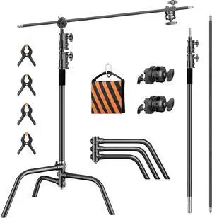 Heavy Duty C Stand 6.9ft/210cm with Holding Arm Sandbag Grip Head Stainless Steel Photography Light Stand C-Stand Sturdy for Photography Studio Video Monolight Softbox Shooting (Black) Heavy Duty C Stand 6.9ft/210cm with Holding Arm Sandbag Grip Head Stainless Steel Photography Light Stand C-Stand Sturdy for Photography Studio Video Monolight Softbox Shooting (Black)