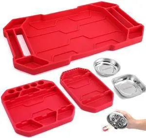 5-Piece Tool Organizer, Non-Slip Flexible Tool Tray Set | 3-Piece Silicone Tool Mats, 2-Piece Magnetic Parts Tray, Tool Box Organizer Tray, Only Parts Tray Magnetic 5-Piece Tool Organizer, Non-Slip Flexible Tool Tray Set | 3-Piece Silicone Tool Mats, 2-Piece Magnetic Parts Tray, Tool Box Organizer Tray, Only Parts Tray Magnetic