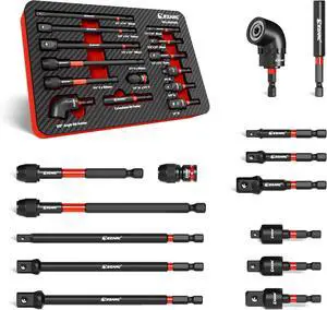 Impact Socket Adapter Set, 14PCS with Swivel and Angle Attachments | 1/4", 3/8", 1/2" Square Drive Adapters, Magnetic Bit Holder, Quick-Release Extension, Swivel Joints, Right Angle Driver Impact Socket Adapter Set, 14PCS with Swivel and Angle Attachments | 1/4", 3/8", 1/2" Square Drive Adapters, Magnetic Bit Holder, Quick-Release Extension, Swivel Joints, Right Angle Driver
