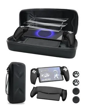 14 in 1 Accessories Set for Portal Remote Player, Hard Carrying Case for PS Portal, Silicone Protective Cover, 2 Screen Protectors, 4 Thumb Grips for PS5 Portal, Black 14 in 1 Accessories Set for Portal Remote Player, Hard Carrying Case for PS Portal, Silicone Protective Cover, 2 Screen Protectors, 4 Thumb Grips for PS5 Portal, Black