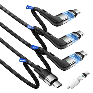 240W USB-C Magnetic Cable, 3-Pack 4/6.6/6.6FT, 90-Degree Fast Charger 240W USB-C Magnetic Cable, 3-Pack 4/6.6/6.6FT, 90-Degree Fast Charger