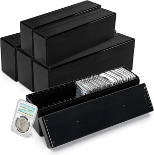 6-Pack Coin Slab Storage Box 20-Slotted Plastic Holder Organizer Case for Graded Coins, Coin Collectors Supplies 6-Pack Coin Slab Storage Box 20-Slotted Plastic Holder Organizer Case for Graded Coins, Coin Collectors Supplies
