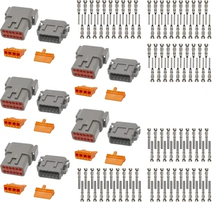 Deutsch DTM Grey 12-Pin Electrical Wire Connectors, 5 Sets Deutsch DTM Grey 12-Pin Electrical Wire Connectors, 5 Sets