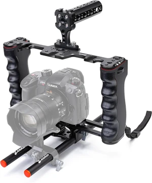 Aluminum Camera Video Rig Cage Filmmaking Kit with Top Handle, Arca-Type Base & Two 15mm Rod Guides, Compatible with All DSLR Cameras & Camcorders Aluminum Camera Video Rig Cage Filmmaking Kit with Top Handle, Arca-Type Base & Two 15mm Rod Guides, Compatible with All DSLR Cameras & Camcorders
