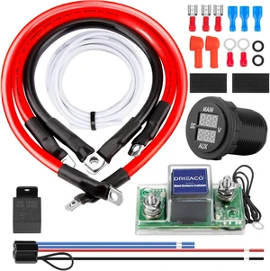12V UTV Dual Battery Isolator Connect & Monitor Kit with LED Digital Double Voltmeter, 6-Gauge Wire & 12V Relay Fits Honda Pioneer 1000/700/500, Replaces #UTV-SBI-CM 12V UTV Dual Battery Isolator Connect & Monitor Kit with LED Digital Double Voltmeter, 6-Gauge Wire & 12V Relay Fits Honda Pioneer 1000/700/500, Replaces #UTV-SBI-CM