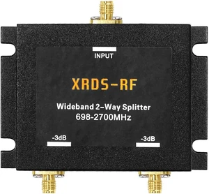 XRDS-RF Wide-Band 2-Way Splitter, 3dB SMA Female, 50 Ohm Cellular Signal Splitter for 4G/LTE Systems XRDS-RF Wide-Band 2-Way Splitter, 3dB SMA Female, 50 Ohm Cellular Signal Splitter for 4G/LTE Systems