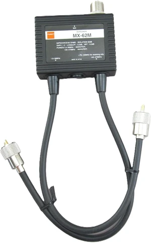 MX-62M Duplexer HF (1.6-56MHz) / VHF/UHF (76-470MHz) 600W PEP 50 Splitter/Combiner with SO-239 / PL-259 Leads MX-62M Duplexer HF (1.6-56MHz) / VHF/UHF (76-470MHz) 600W PEP 50 Splitter/Combiner with SO-239 / PL-259 Leads