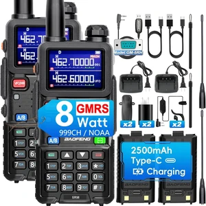 8W GMRS Handheld Two-Way Radios Repeater-Capable Long-Range Walkie Talkies with NOAA/FM/UHF/1.25M/VHF Receiver, 999CH, Frequency Match & 2500mAh Type-C Battery, 2-Pack 8W GMRS Handheld Two-Way Radios Repeater-Capable Long-Range Walkie Talkies with NOAA/FM/UHF/1.25M/VHF Receiver, 999CH, Frequency Match & 2500mAh Type-C Battery, 2-Pack