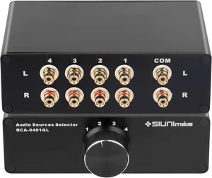 4-in-1-Out Pro RCA Passive Audio Switching Box 4-Channel Audio Converter/Selector, 1-in-4-Out (R0401-RCA) 4-in-1-Out Pro RCA Passive Audio Switching Box 4-Channel Audio Converter/Selector, 1-in-4-Out (R0401-RCA)