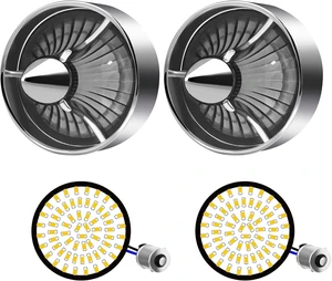 Motorcycle 2" 1156 LED Amber Turn Signal Bulb Rear/Front Blinker with Turbine Smoke Lens for Harley Softail, Touring, Dyna, Fat Boy, Sportster, Road King & Street Glide Motorcycle 2" 1156 LED Amber Turn Signal Bulb Rear/Front Blinker with Turbine Smoke Lens for Harley Softail, Touring, Dyna, Fat Boy, Sportster, Road King & Street Glide