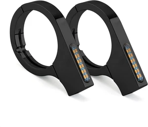 Motorcycle LED Turn Signals 43-46mm Front Fork Amber Indicator Clamps, 12V, for Harley, Honda, Yamaha, Kawasaki, Suzuki, Indian, Cafe Racer, Chopper, Bobber & Custom Motorcycle LED Turn Signals 43-46mm Front Fork Amber Indicator Clamps, 12V, for Harley, Honda, Yamaha, Kawasaki, Suzuki, Indian, Cafe Racer, Chopper, Bobber & Custom
