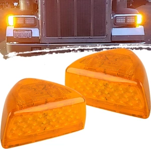 2Pcs Amber LED Headlight Turn Signal Indicator Marker Lights for Peterbilt 2Pcs Amber LED Headlight Turn Signal Indicator Marker Lights for Peterbilt
