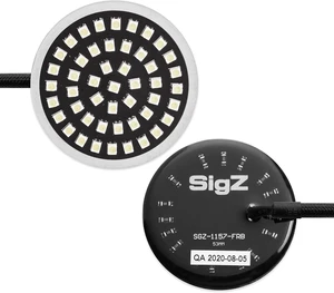 Sigz Black Label Front LED Turn Signals with White Running Lights (1157) for Harley Davidson Sportster, Street Glide, Road King, Softail, Electra, Heritage & Dyna Sigz Black Label Front LED Turn Signals with White Running Lights (1157) for Harley Davidson Sportster, Street Glide, Road King, Softail, Electra, Heritage & Dyna