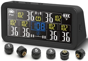 6-Wheel RV TPMS Tire Pressure Monitoring System with 4" LCD 6-Wheel RV TPMS Tire Pressure Monitoring System with 4" LCD