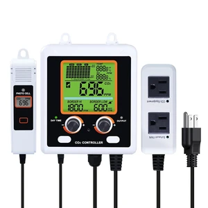 Dual-Outlet CO2 Controller for Grow Room Two Smart Plugs Auto-Control Regulators & Fans, NDIR Sensor with CO2 Chart, Temp & RH Display Dual-Outlet CO2 Controller for Grow Room Two Smart Plugs Auto-Control Regulators & Fans, NDIR Sensor with CO2 Chart, Temp & RH Display