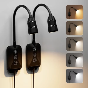 LED Wall-Mounted Reading Light with Wave Sensor/Touch Switch 5 Color & 5-Level Dimmable, USB-C Charging, Eye-Care Bedside Lamp for Bed & Headboard (Black) LED Wall-Mounted Reading Light with Wave Sensor/Touch Switch 5 Color & 5-Level Dimmable, USB-C Charging, Eye-Care Bedside Lamp for Bed & Headboard (Black)