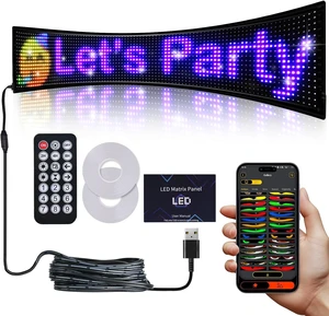 36.2"x7.6" Large Bright Programmable LED Scrolling Sign Custom Flexible Store Sign with App Control, DIY Text/Pattern Animation for Window Advertising & Hotel 36.2"x7.6" Large Bright Programmable LED Scrolling Sign Custom Flexible Store Sign with App Control, DIY Text/Pattern Animation for Window Advertising & Hotel