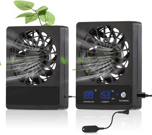 Reptile Ventilation Fan with Hygrometer & Temperature Display Auto-Adjusting Humidity/Temp for Aquariums & Insect Tanks, 2-Pack Reptile Ventilation Fan with Hygrometer & Temperature Display Auto-Adjusting Humidity/Temp for Aquariums & Insect Tanks, 2-Pack