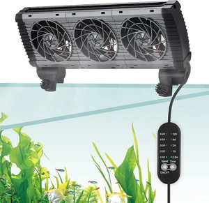 Aquarium Chiller Fan, 3-Head Design with Adjustable 5 Speeds & 5 Timer Settings Aquarium Chiller Fan, 3-Head Design with Adjustable 5 Speeds & 5 Timer Settings
