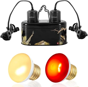 Nano Dual-Dome Reptile Light Fixture & 25W Heat Lamp Combo Pack Mini Daylight Basking Spot Lamp & Nano Heat Emitter Nano Dual-Dome Reptile Light Fixture & 25W Heat Lamp Combo Pack Mini Daylight Basking Spot Lamp & Nano Heat Emitter