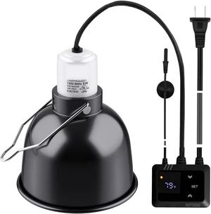 5.5'' Reptile Light Fixture with PID Digital Dimming Thermostat & Ceramic Socket Temperature Control for Heat Lamp Bulb & Ceramic Heat Emitter 5.5'' Reptile Light Fixture with PID Digital Dimming Thermostat & Ceramic Socket Temperature Control for Heat Lamp Bulb & Ceramic Heat Emitter