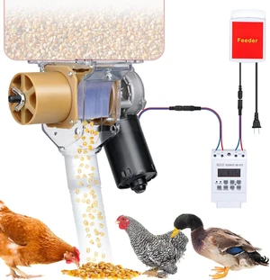 Timed Automatic Chicken Feeder with 16 Timer Groups & Quantitative Poultry Feeding Auto Gravity Food Dispenser for Chicken, Rooster, Dog, Duck, Cat & Bird Coop Timed Automatic Chicken Feeder with 16 Timer Groups & Quantitative Poultry Feeding Auto Gravity Food Dispenser for Chicken, Rooster, Dog, Duck, Cat & Bird Coop