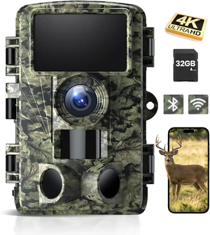 4K 48MP WiFi Trail Camera with Night Vision, 0.05s Motion Trigger & No-Glow Infrared LEDs 130° Wide-Angle, IP66 Waterproof, Bluetooth App, Green 4K 48MP WiFi Trail Camera with Night Vision, 0.05s Motion Trigger & No-Glow Infrared LEDs 130° Wide-Angle, IP66 Waterproof, Bluetooth App, Green